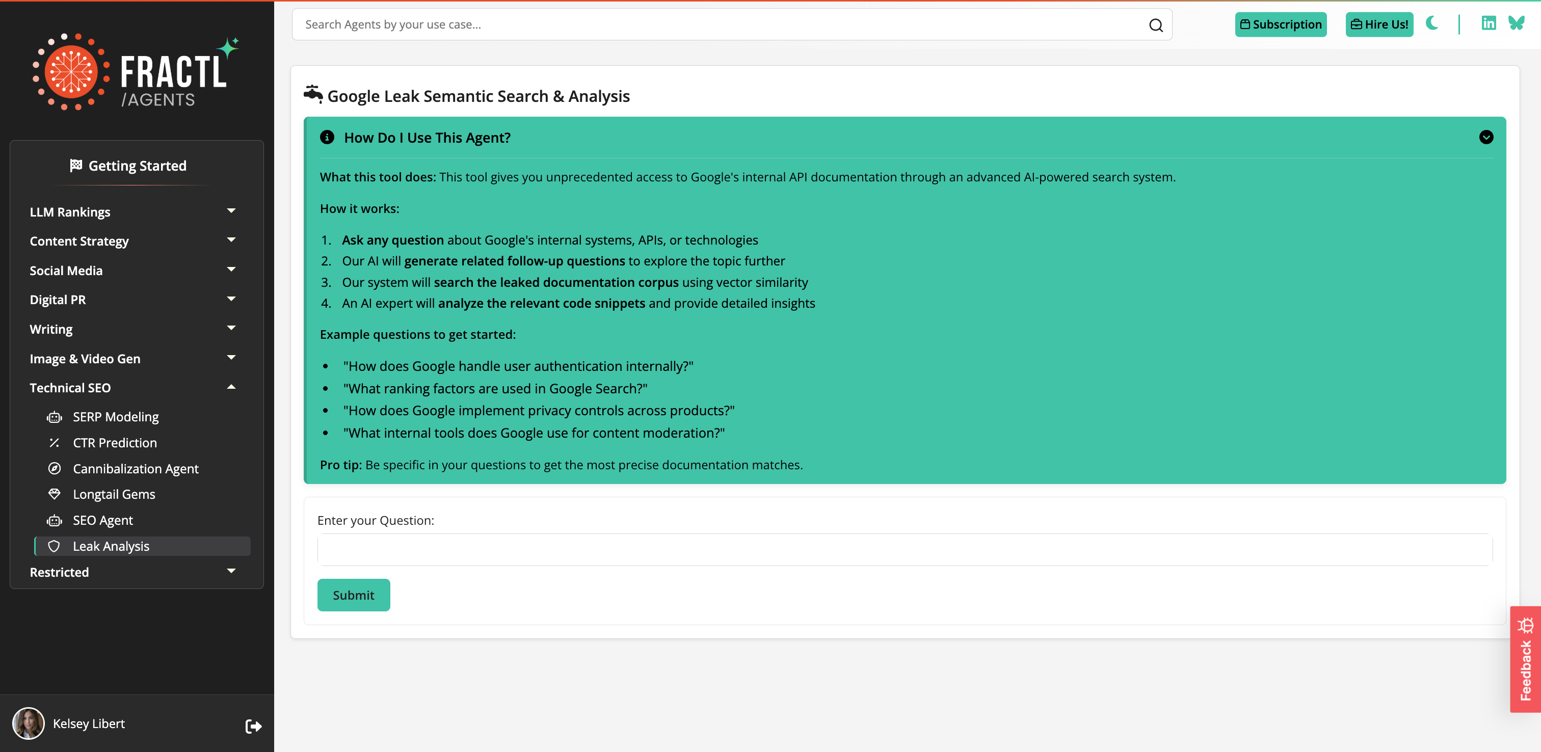 Leak Analysis Agent Interface